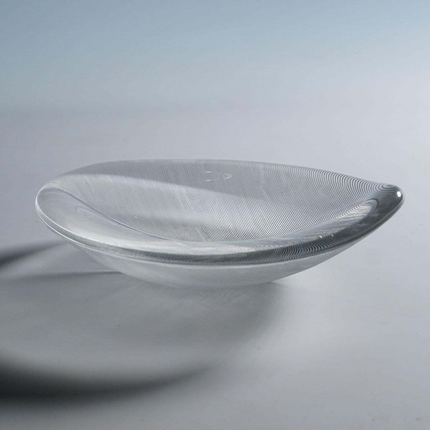 Large Vintage Art Glass Bowl By Tapio Wirkkala For Iittala 1950s photo for sale