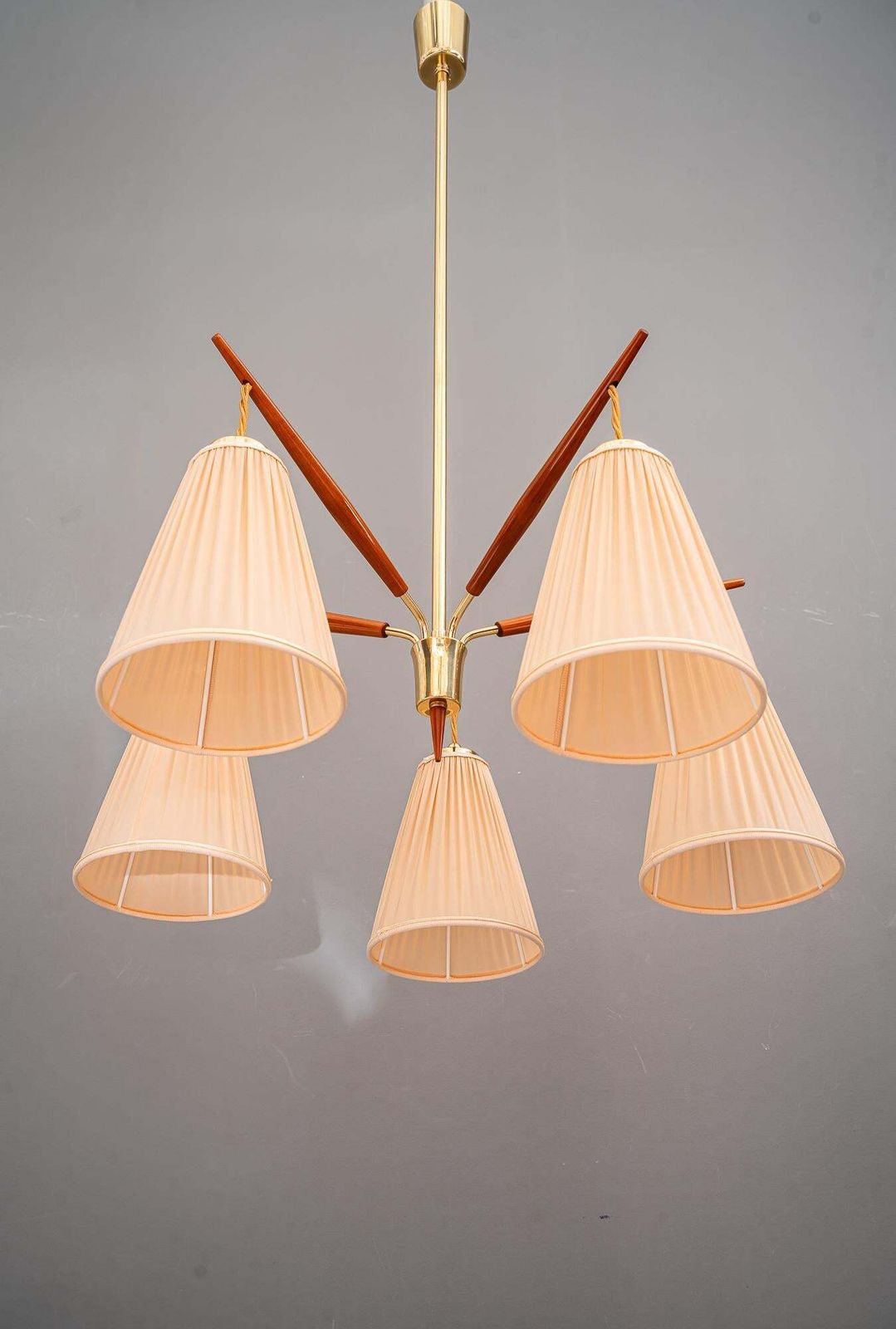 photo furniture Rupert Nikoll Chandelier With Fabric Shades Vienna Around 1950s