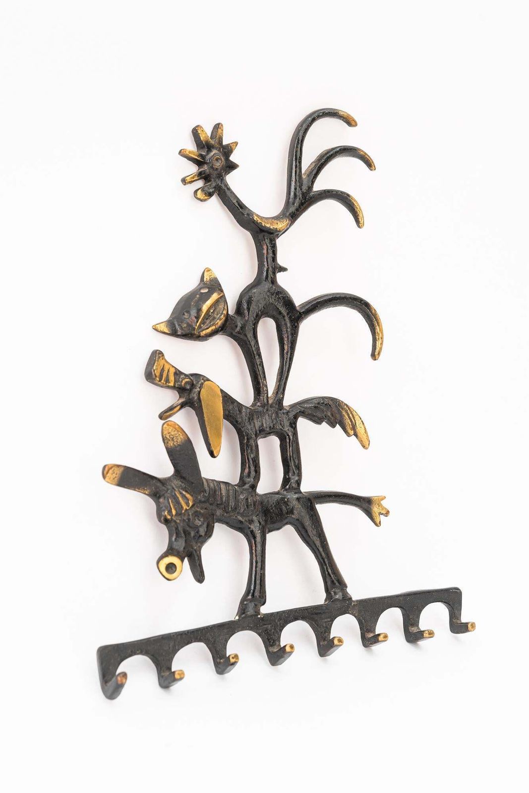 Walter Bosse Brass Key Hanger Donkey, Dog, Cat And Cock, Hertha Baller, Austria photo Home Decor