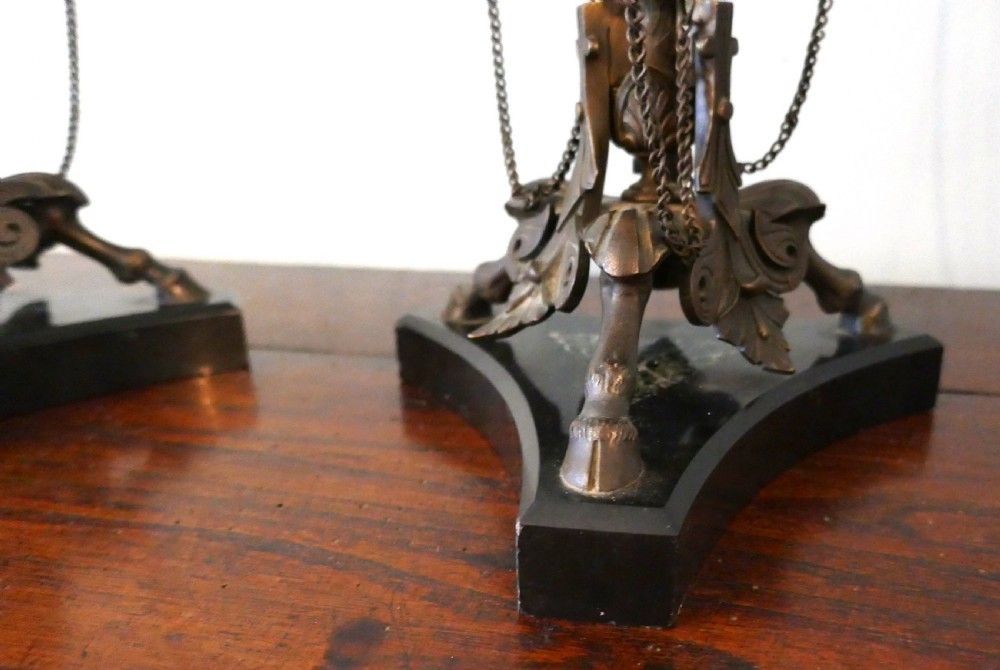 1800.0 Pair 19th Century Louis Philippe French Bronze Candelabra With Snuffers photo