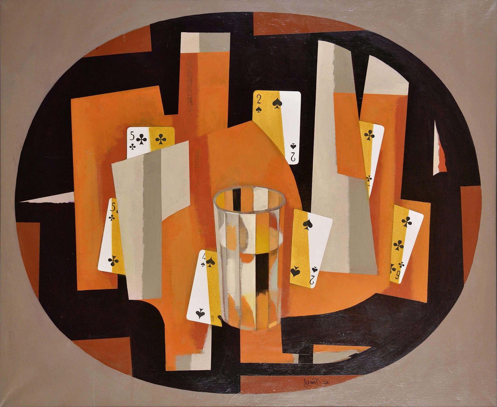 Janis Zemitisthe Game VI. 2004. Oil And Collage On Cardboard, 90x110 Cm2004