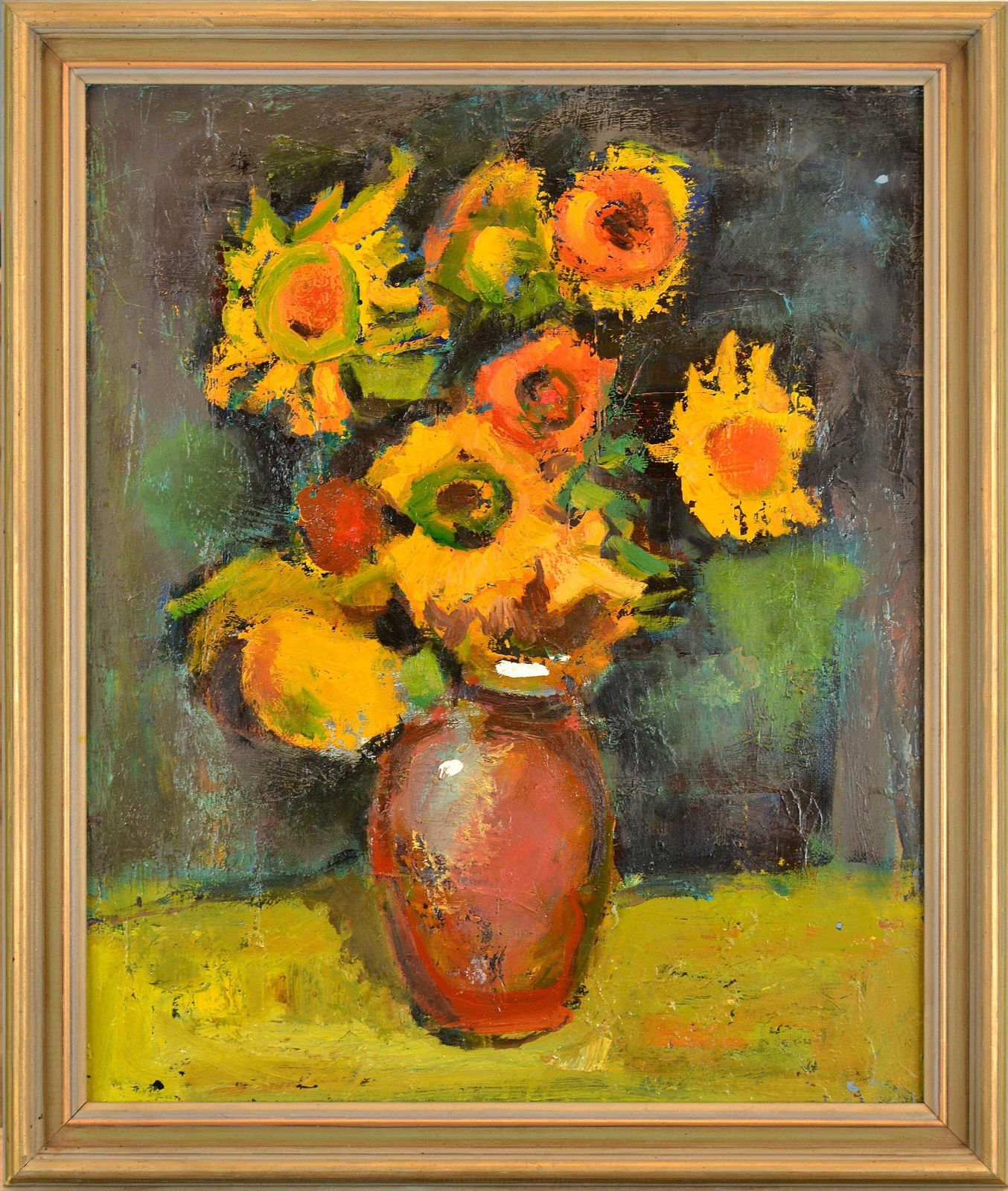 Aleksandr Rodin (1922 2001)still Life With Yellow Flowers. Oil On Canvas. 65x54 Cm photo furniture