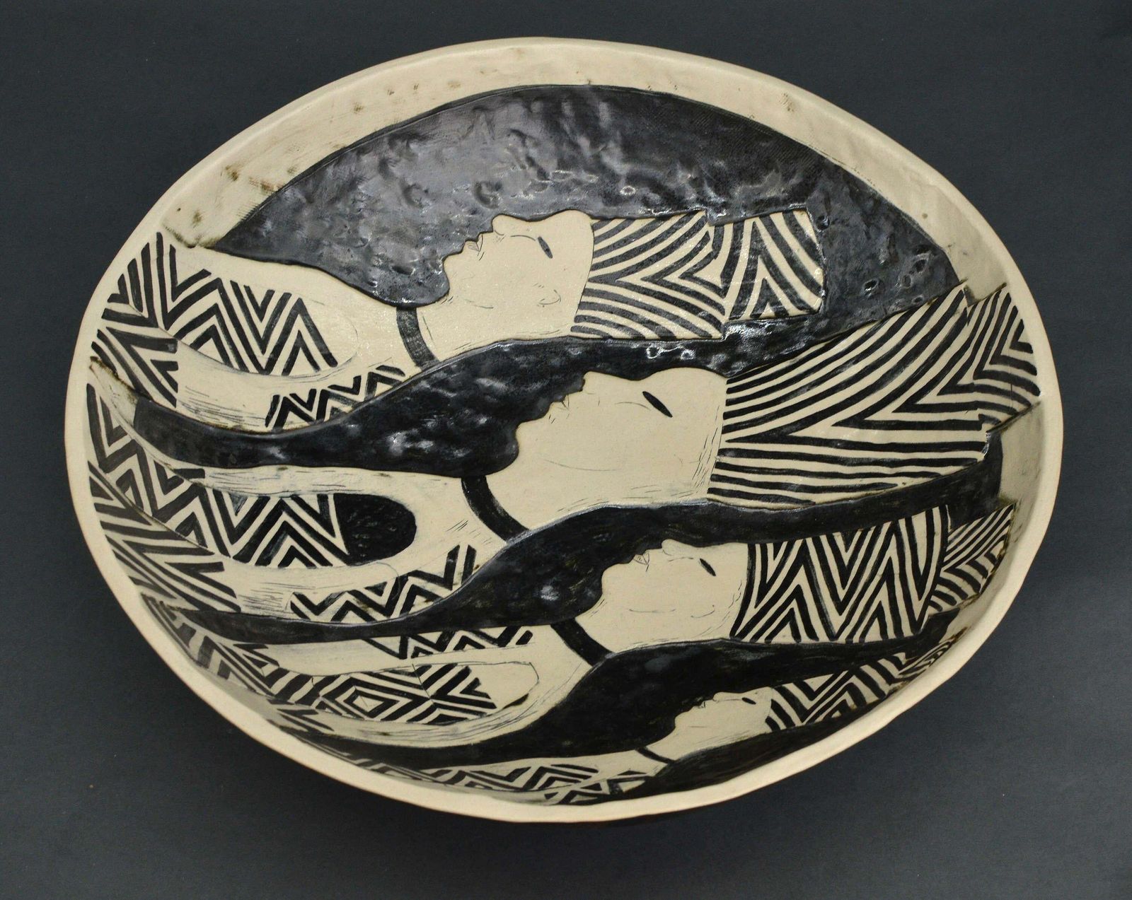 Inese Margevica Bowl With Figures, White Stoneware, H 10.5 Cm; D 38 Cm21st Century photo furniture