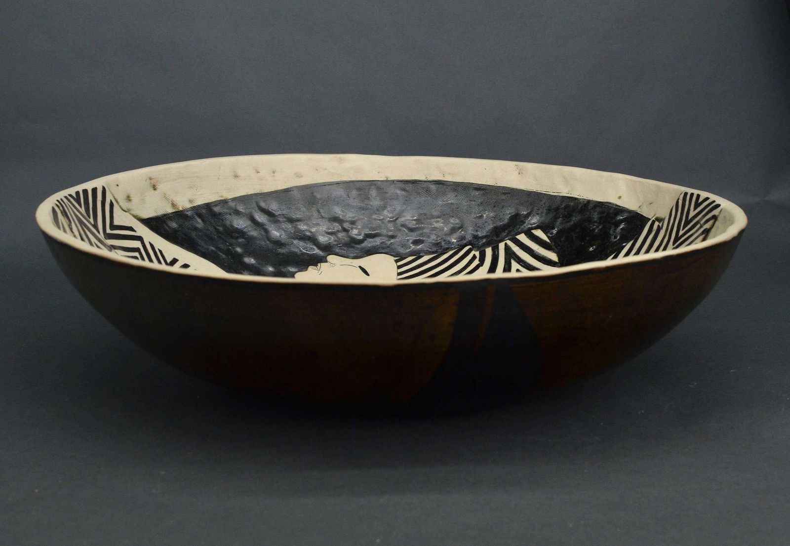 Inese Margevica Bowl With Figures, White Stoneware, H 10.5 Cm; D 38 Cm21st Century photo for sale