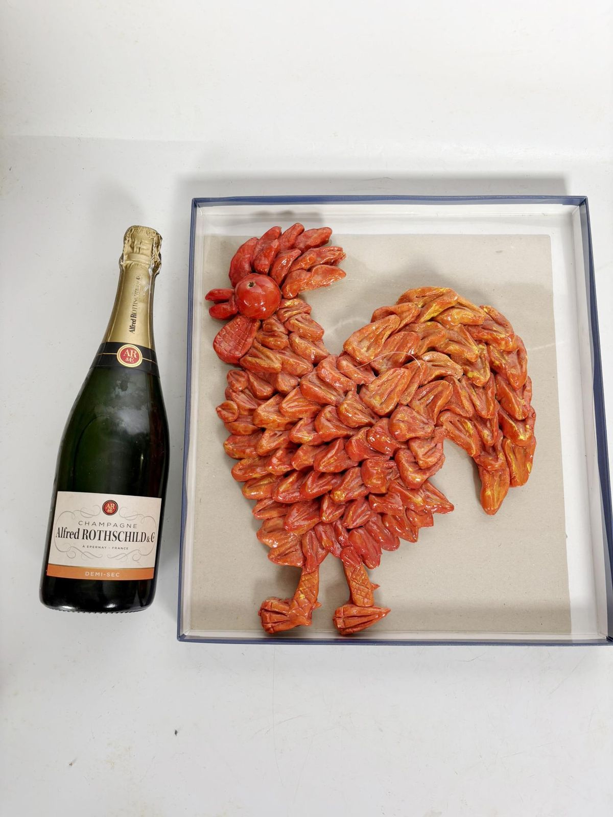 Wall Decoration, Glazed Ceramic Rooster, 1970, France photo Art