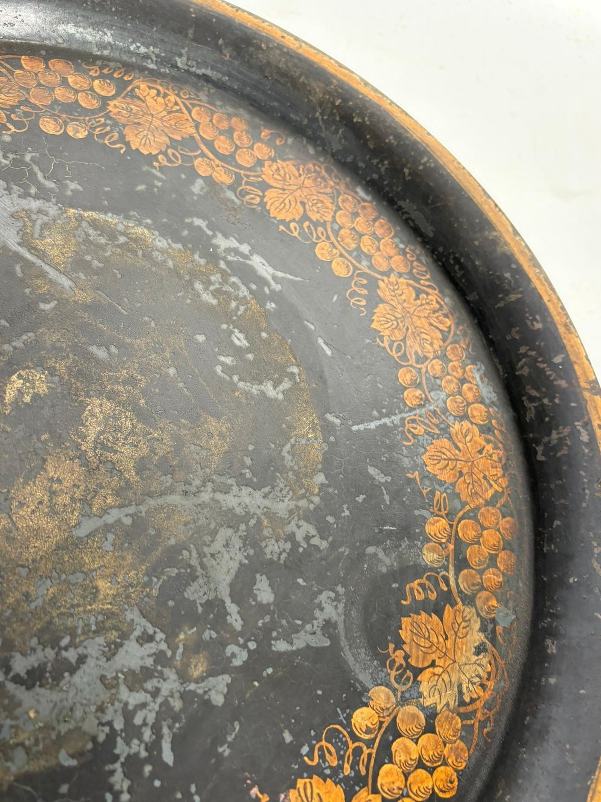 Pair Of Black Trays, Hand Painted. Napoleon III Style, France, 1950 photo buy