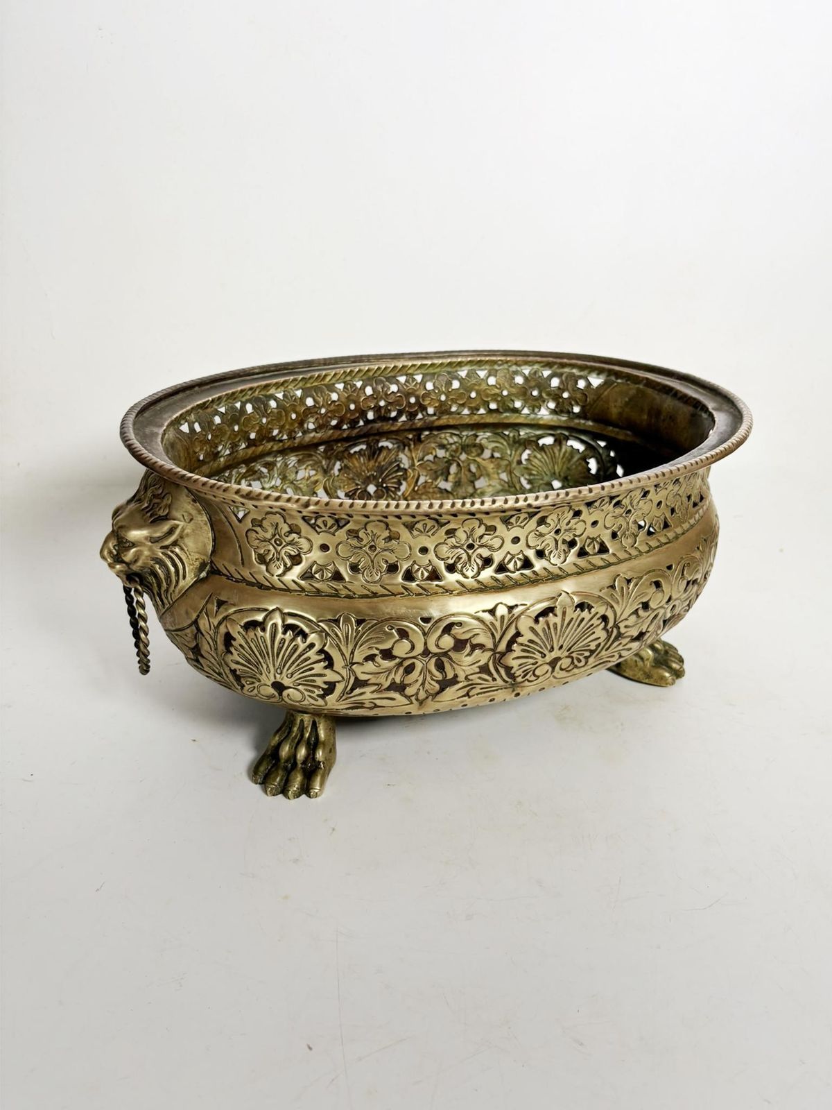 Brass Planter Decorated With A Lion's Head And Paws, France, 1960 photo furniture