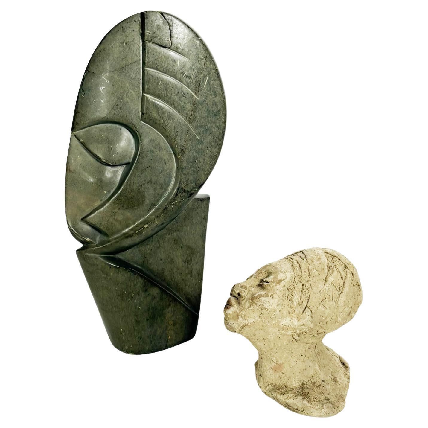 2 Terracotta And Stone Sculptures, France, 20th