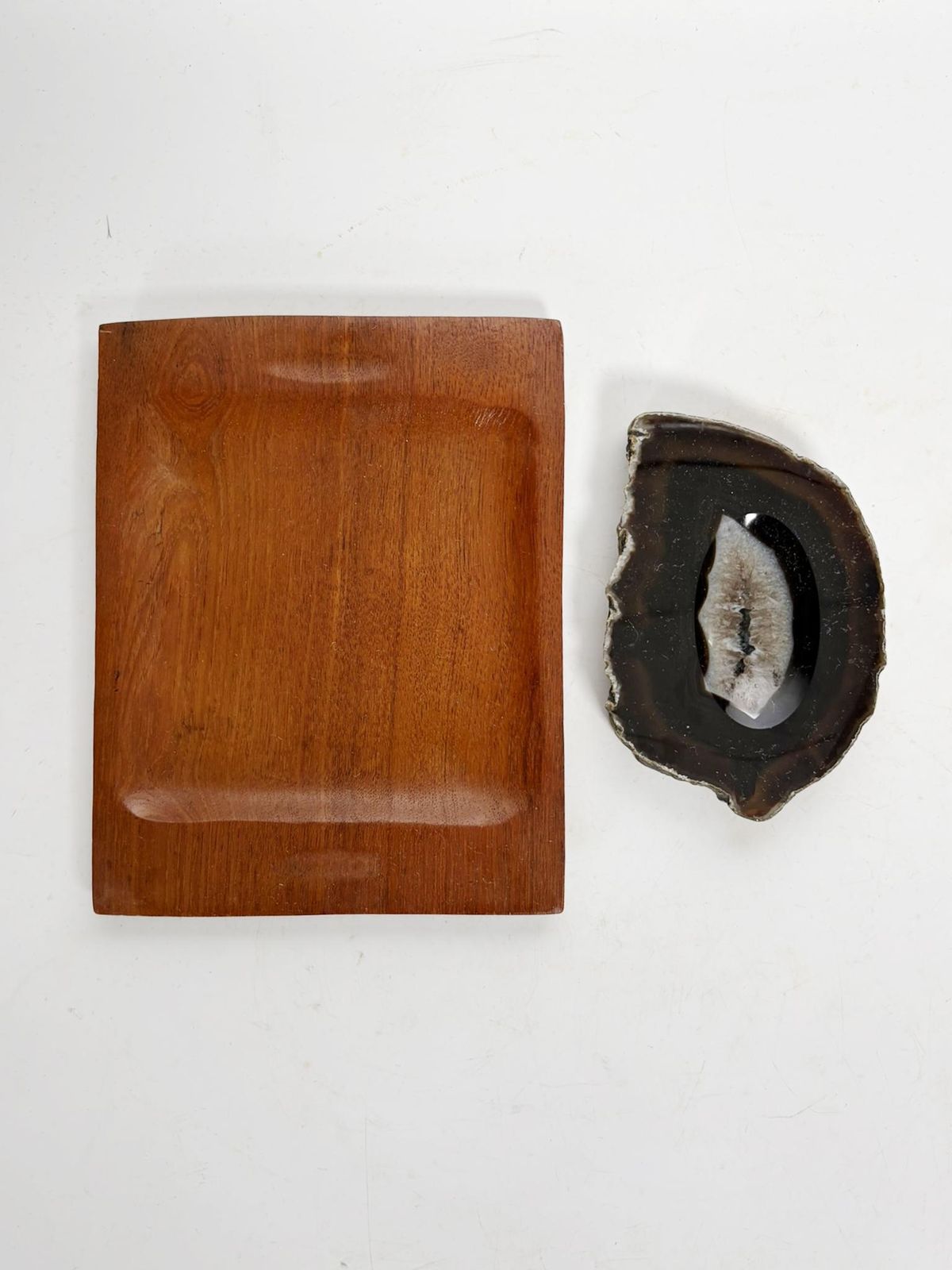 Pair Of Wooden And Marble Trinket Trays, France, 20th Century photo furniture
