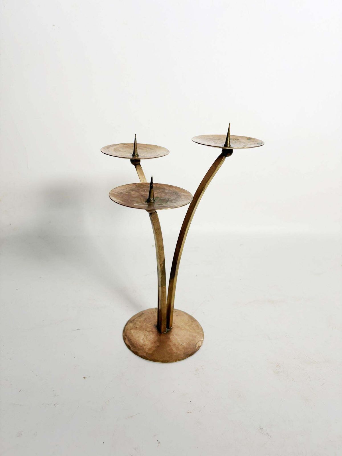 Scandinavian Candle Holder, 1960s, Sweden, Patinated Metal photo for sale