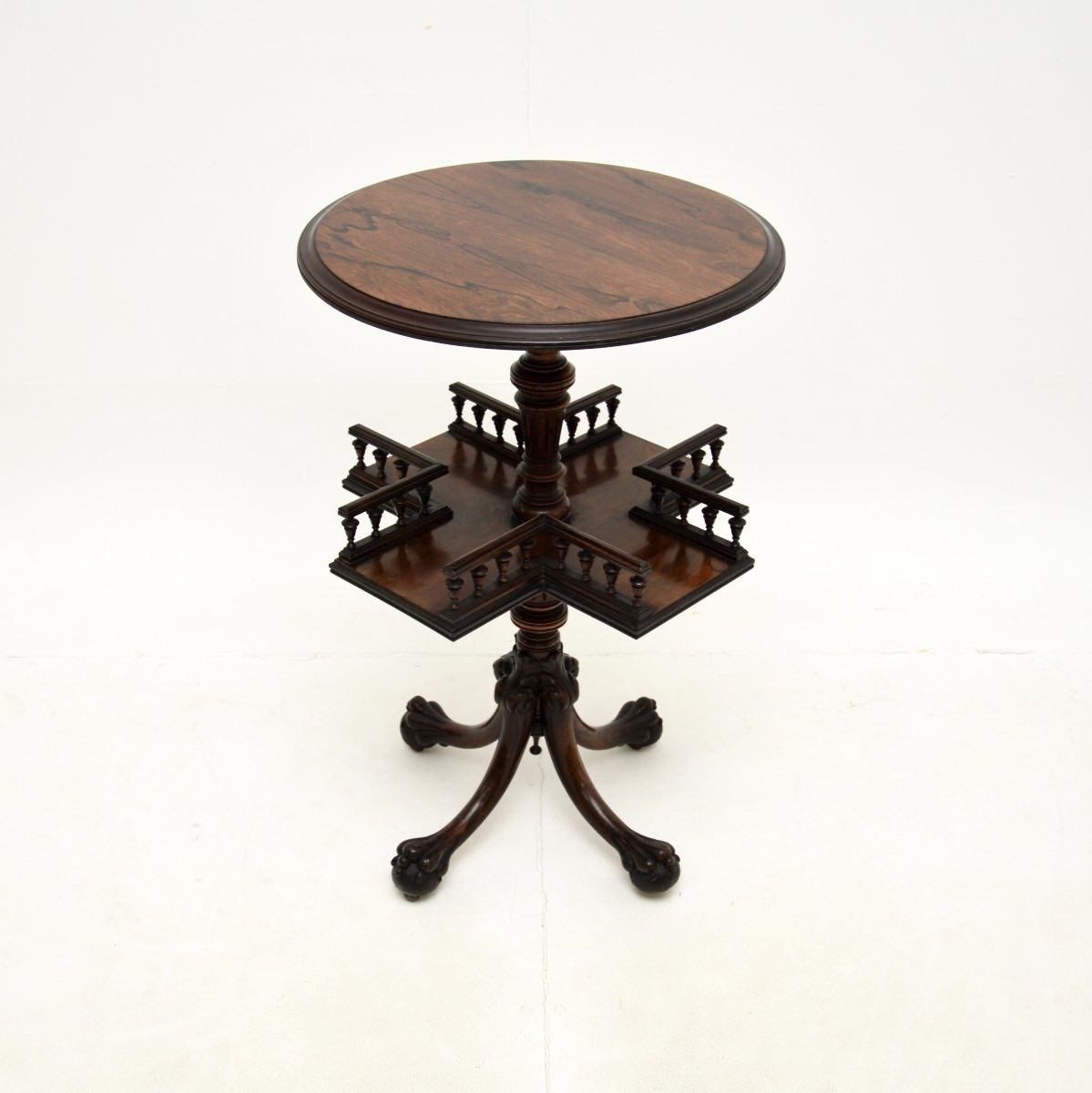 Antique Victorian Revolving Bookcase / Occasional Table In Rosewood