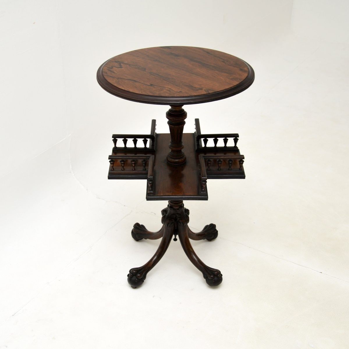 Antique Victorian Revolving Bookcase / Occasional Table In Rosewood photo furniture