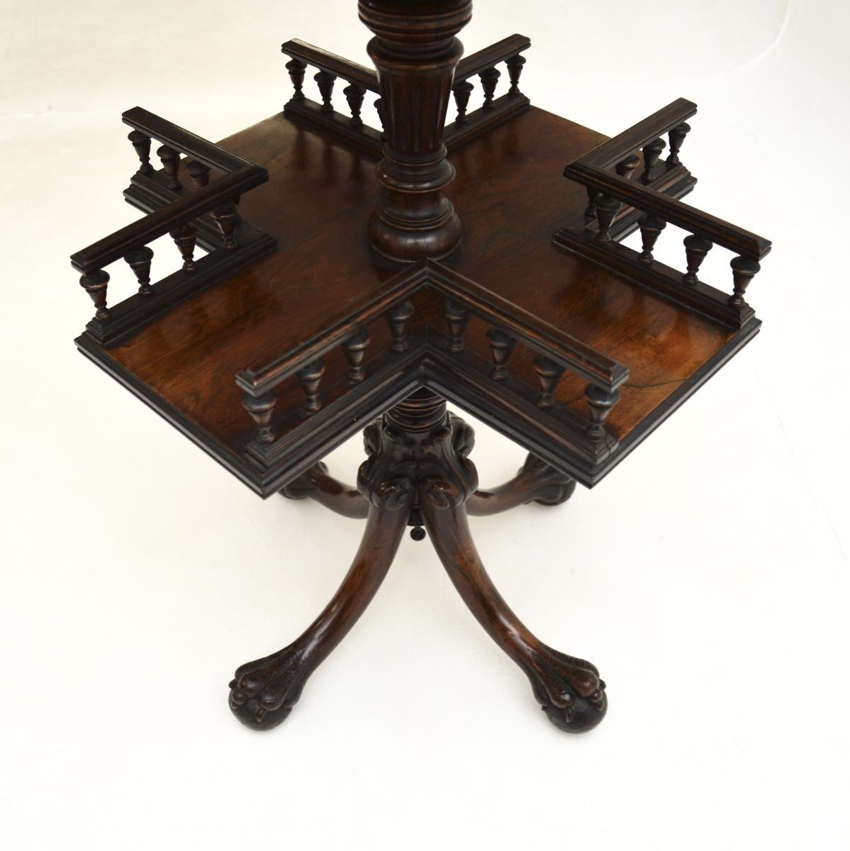 Antique Victorian Revolving Bookcase / Occasional Table In Rosewood photo 1105.0