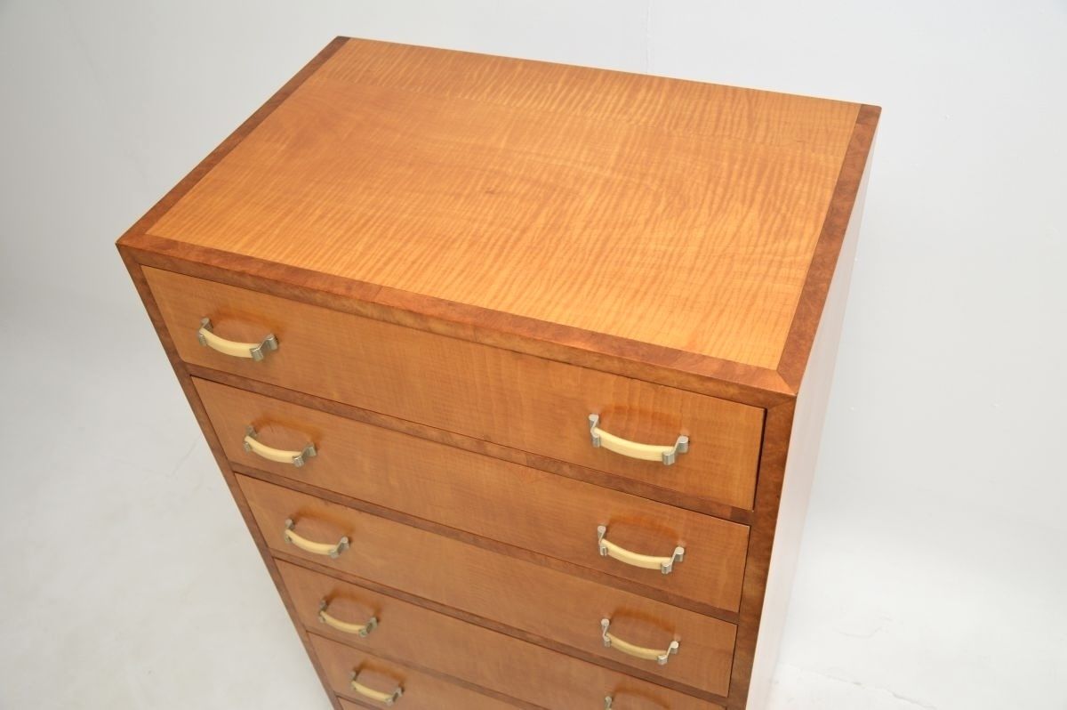 Furniture Art Deco Satinwood And Walnut Chest Of Drawers photo