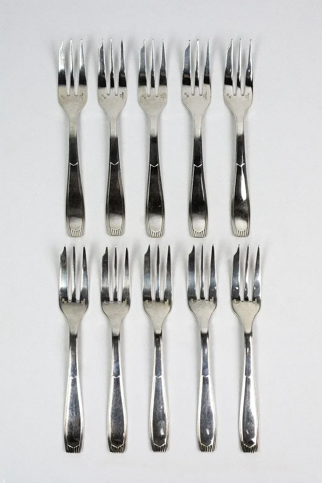 Home Decor Set Of 10 Christofle Saigon Pattern Silver Plated Dessert Forks (Alfénide) photo