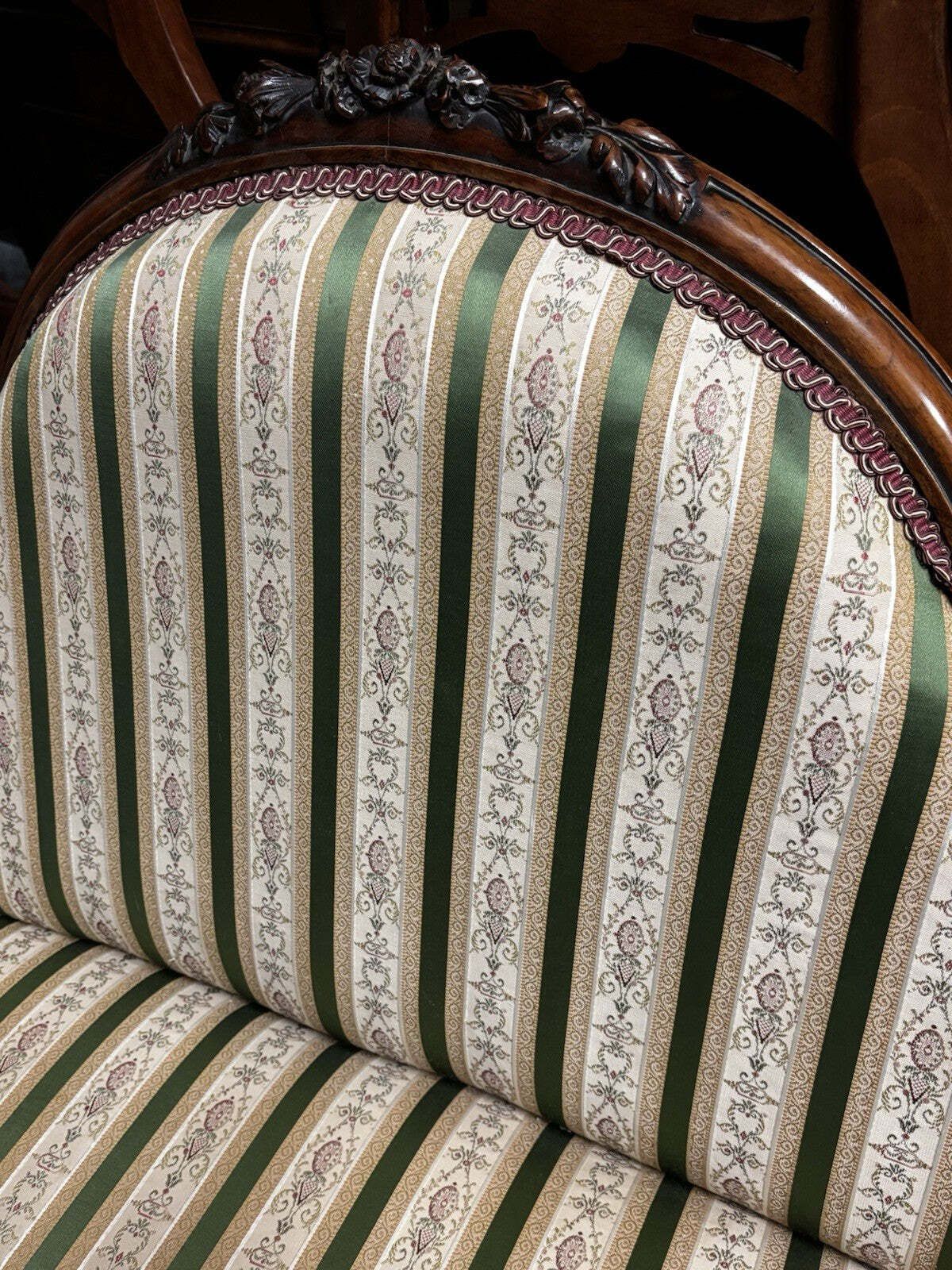 Victorian Walnut Framed Sofa, Cabriole Legs, White Castors photo furniture