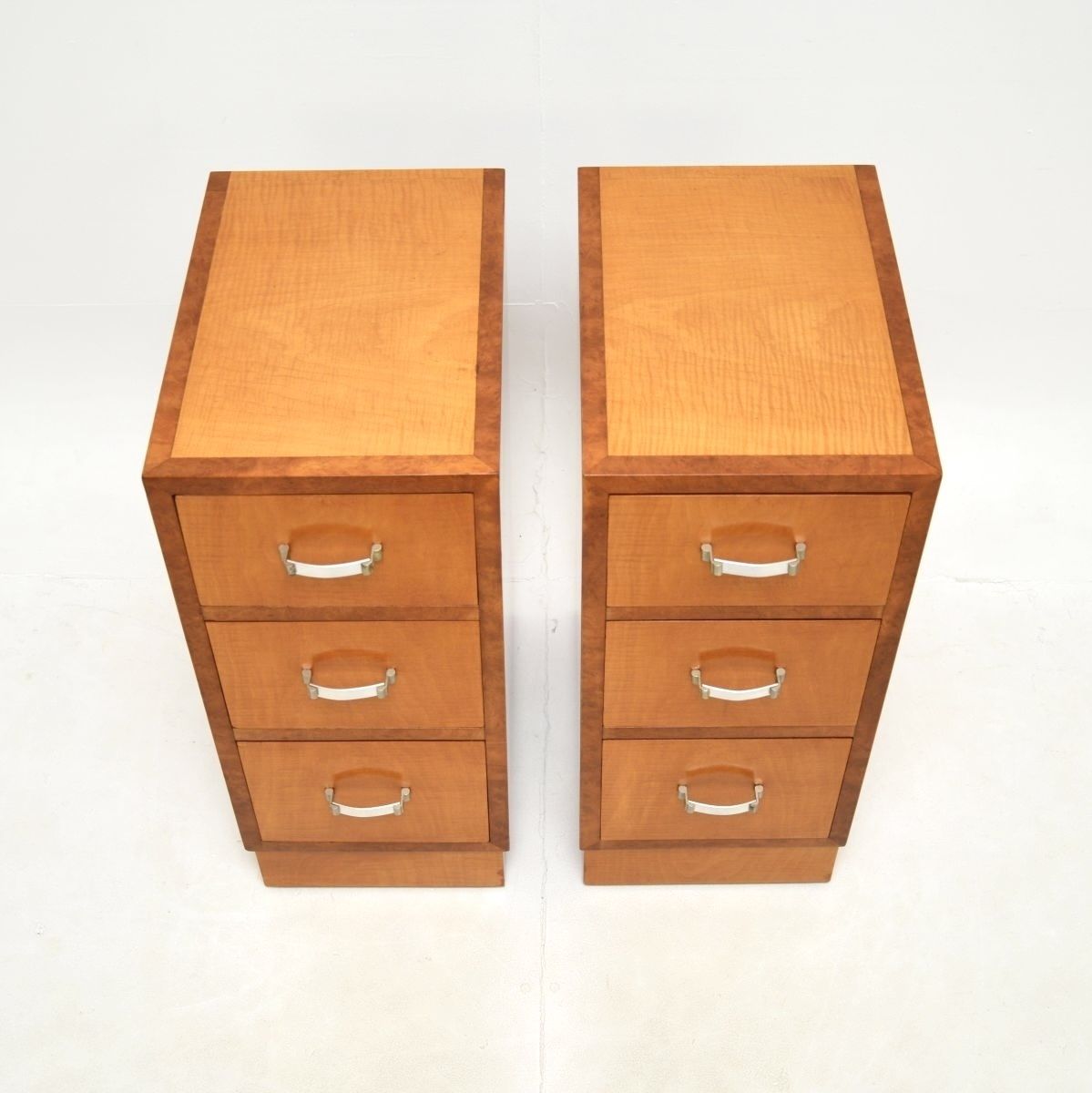 Pair Of Art Deco Satinwood And Walnut Bedside Chests photo for sale