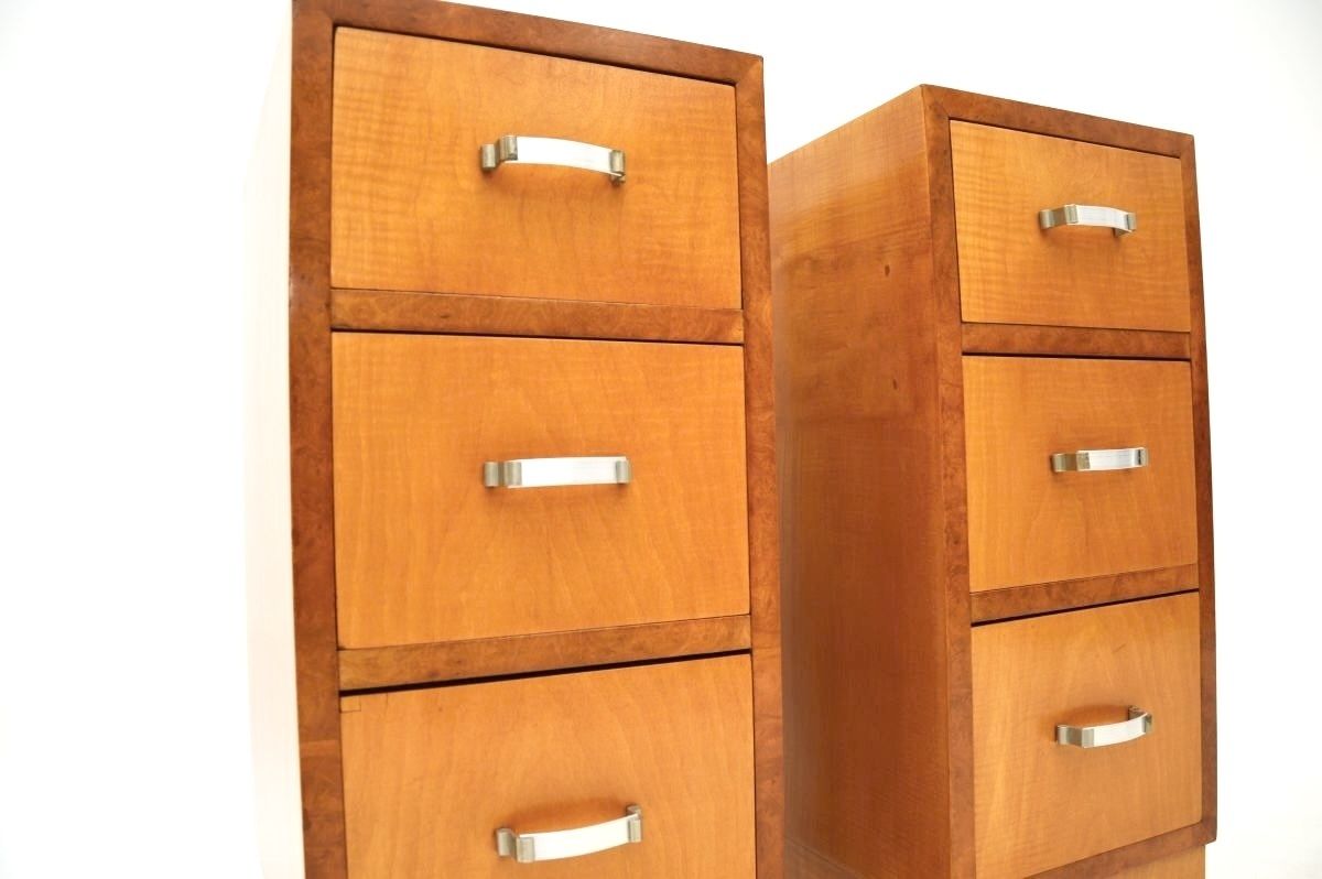 Pair Of Art Deco Satinwood And Walnut Bedside Chests photo Furniture