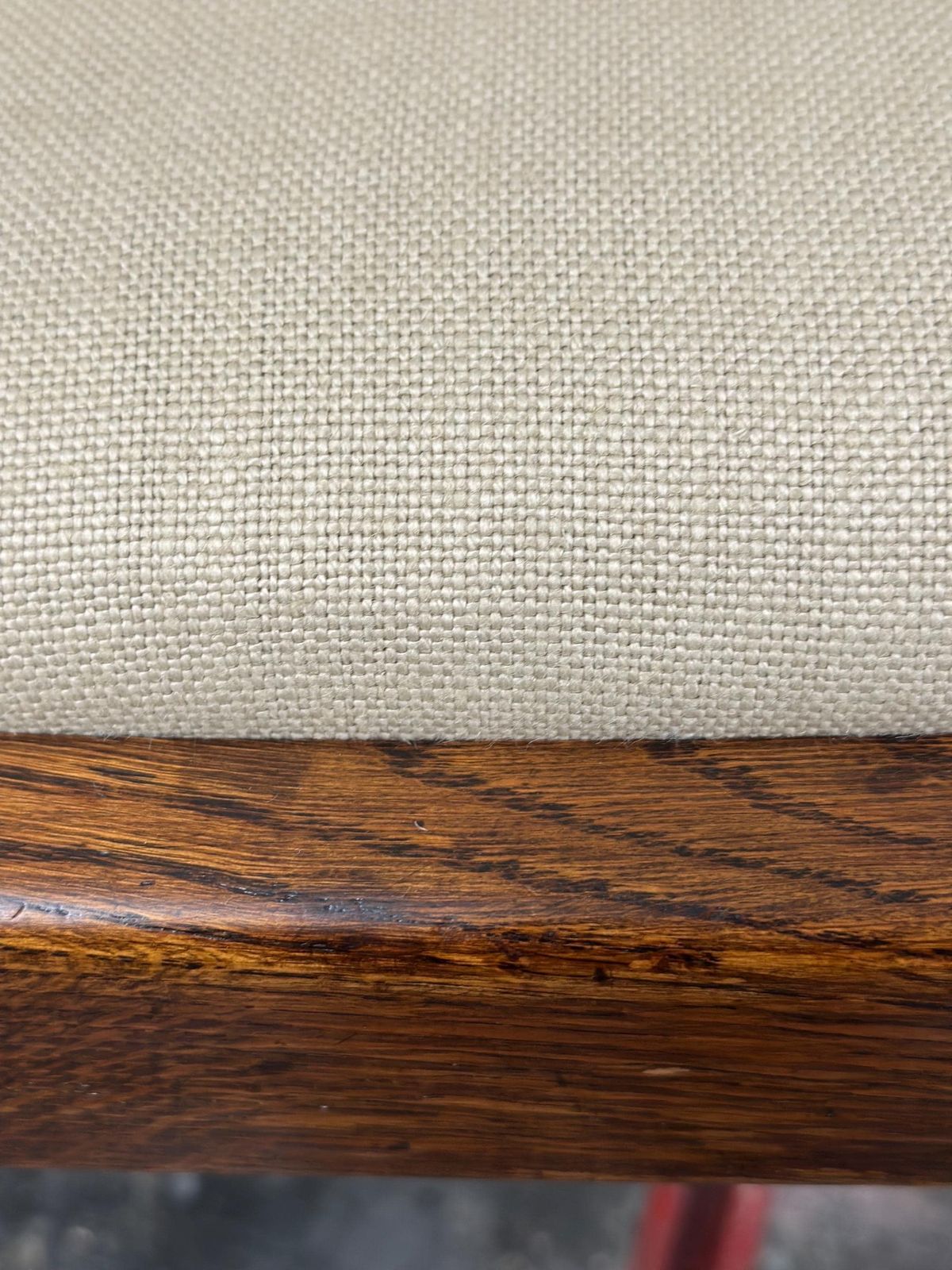 Oak Sitting Stool Or Footstool   Reupholstered Midcentury British Northern European photo Furniture