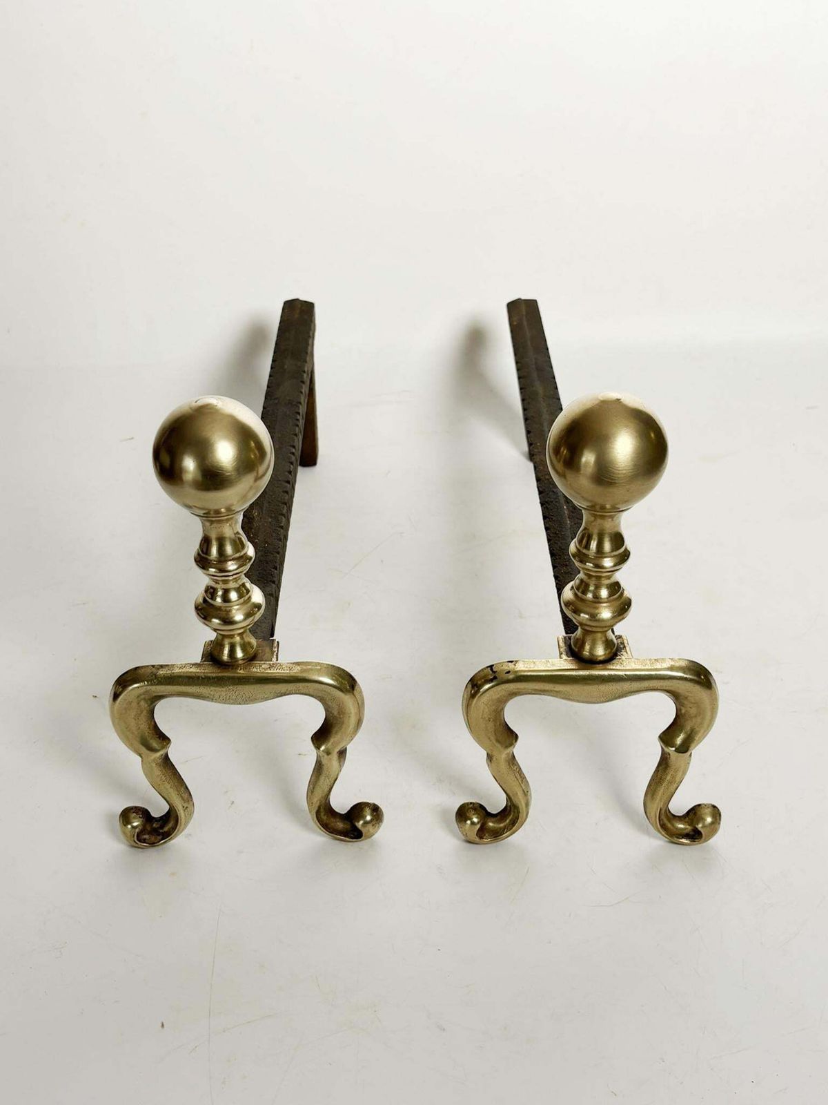 Pair Of Cast Iron And Brass Andirons, France, 1950 photo furniture