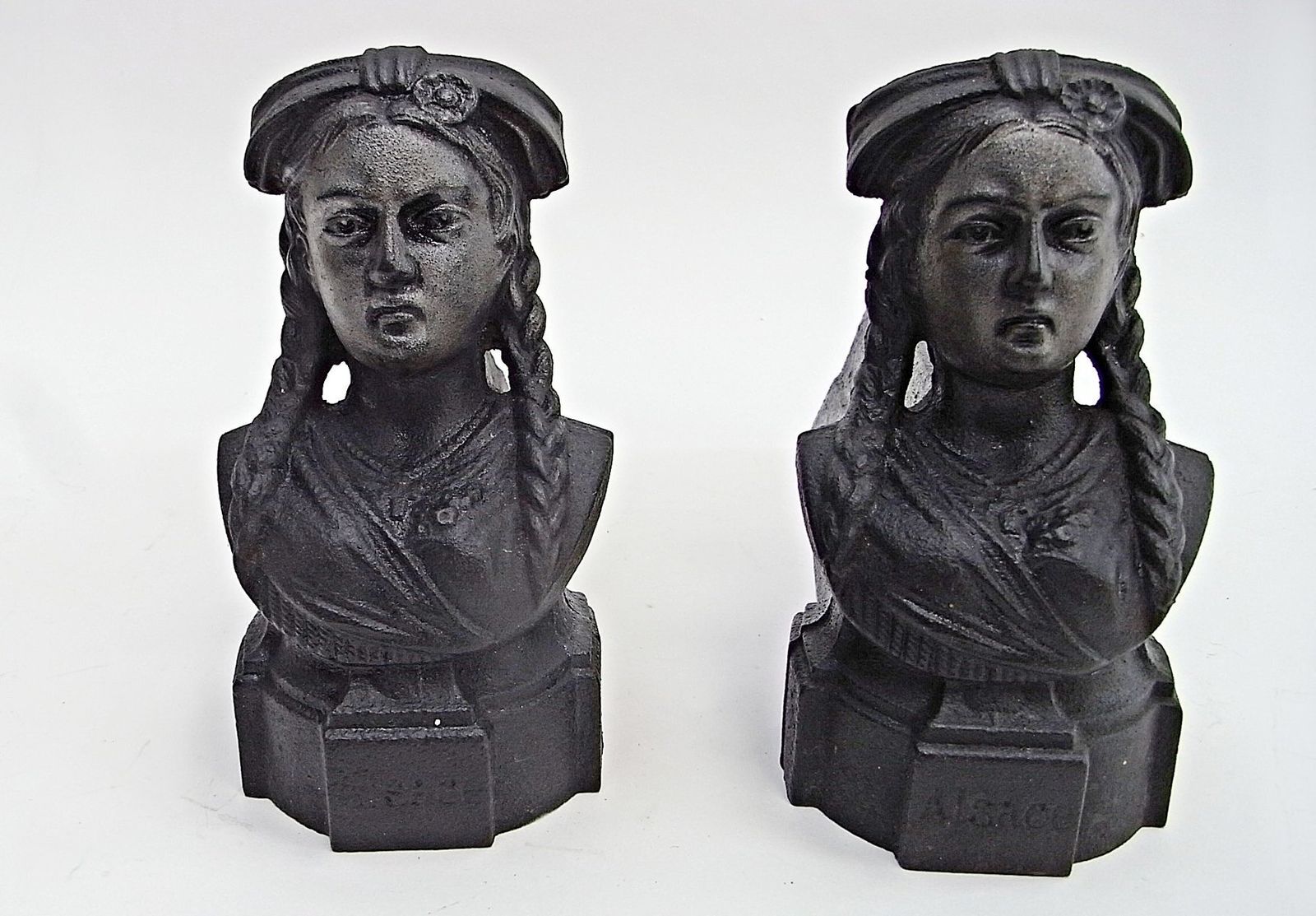 Cast Iron Trident Fireplace With Female Head, 1950s, Set Of 2