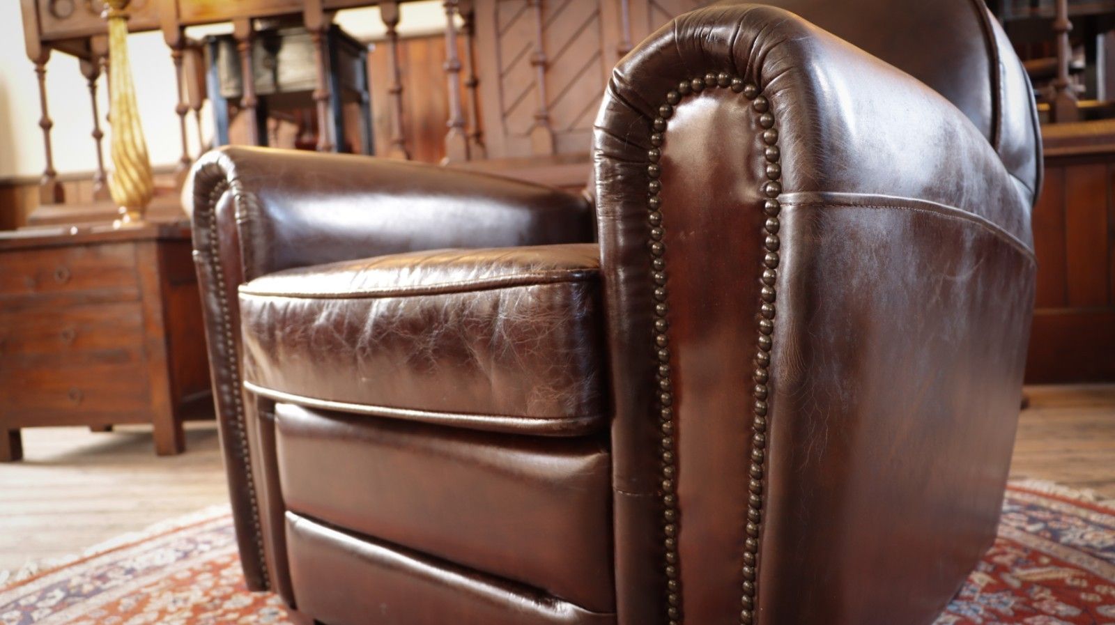 photo vinterior Superb Timothy Oulton Flea Market Club Library Leather Armchair Vintage Cigar 🚚