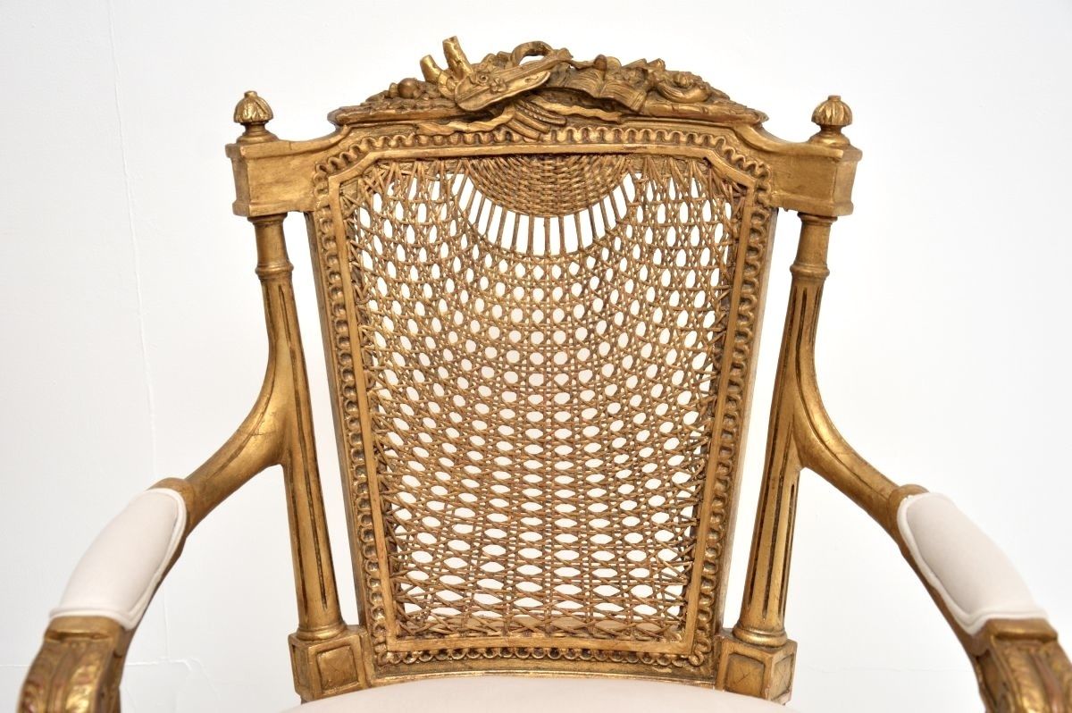 Pair Of Antique French Gilt Wood Salon Armchairs photo for sale