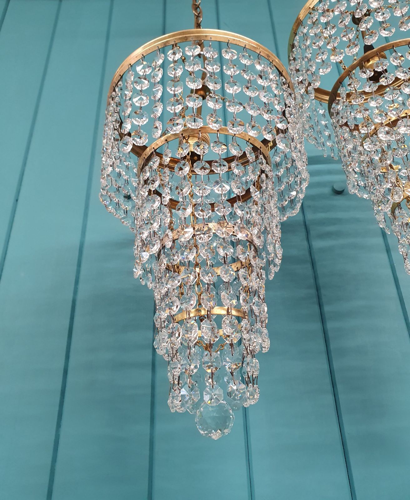 Pair Of Early 20th Century Antique Chandeliers 8" photo for sale