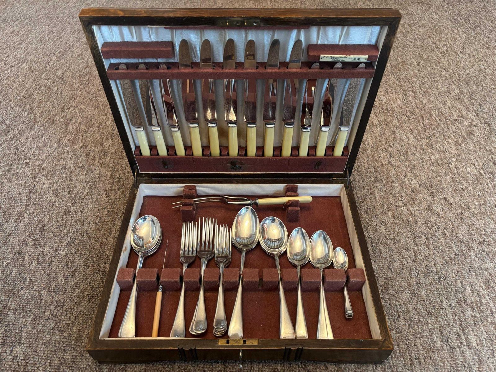 Joseph Rodgers & Sons Epns George V 6 Place Canteen Cutlery In Oak Box 41 Pieces