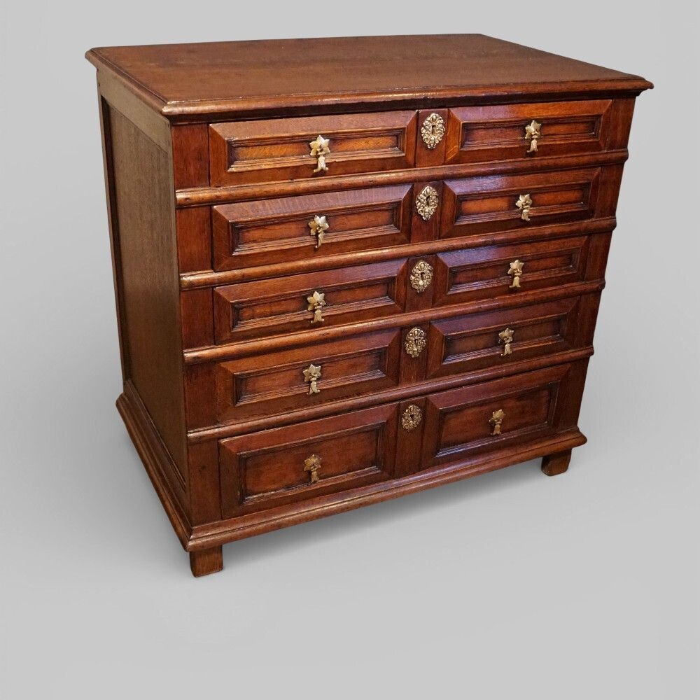 Jacobean Oak Chest Of Drawers With Original Brasses, C.1680 photo furniture