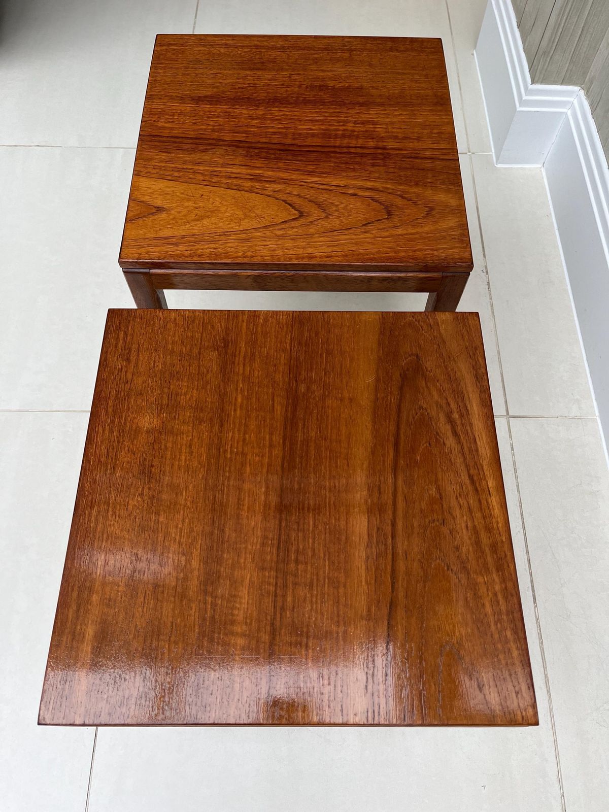 300.0 Mid Century British Teak Nesting Side Tables – Pair (C.1960s–70s) photo