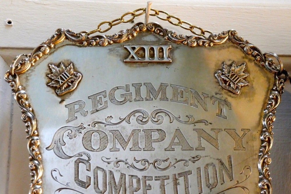 2 Sheffield Plate Silver Trophy Shields, Southwark Rifle Club & XIII Hamilton Regiment photo Art