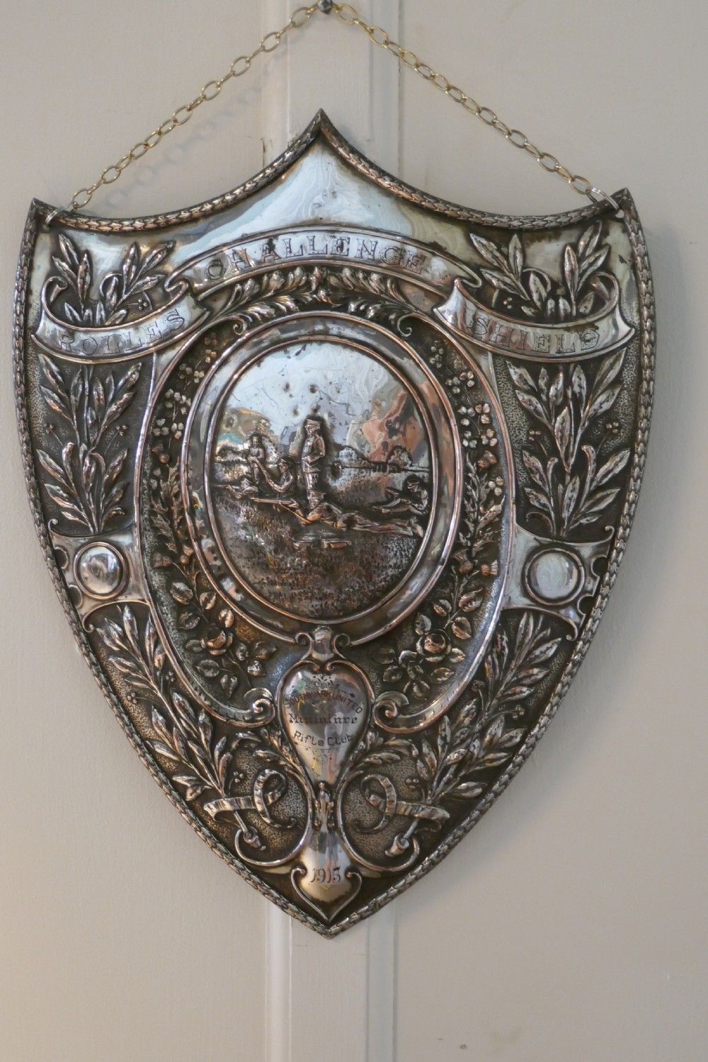 photo for sale 2 Sheffield Plate Silver Trophy Shields, Southwark Rifle Club & XIII Hamilton Regiment