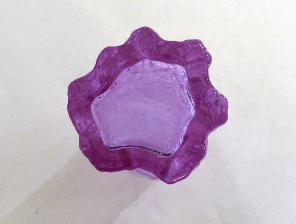 Bark Relief Goblet Vase In Mauve Glass By Geoffrey Baxter, 1960s photo buy