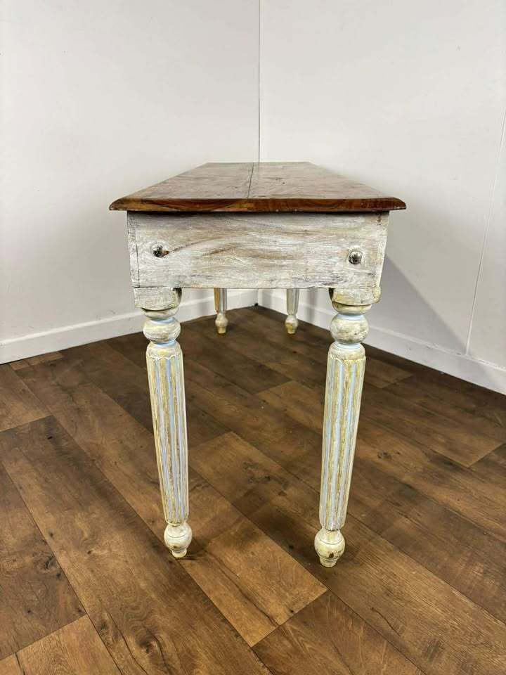 Reproduction French Country Style Acacia Wood Console photo vintage