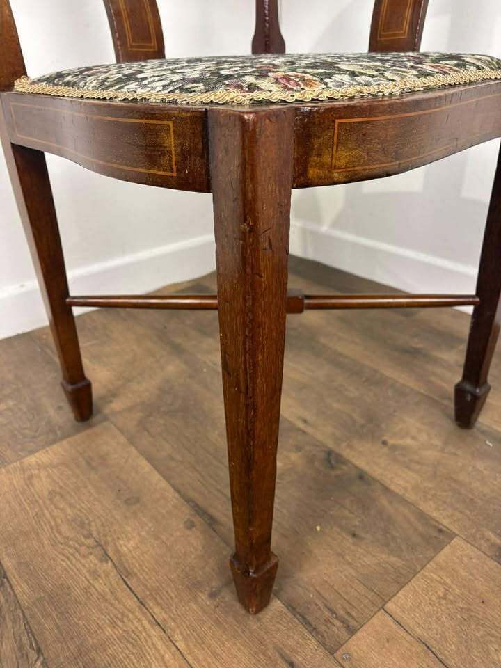 Edwardian Inlaid Mahogany Corner Chair photo vintage