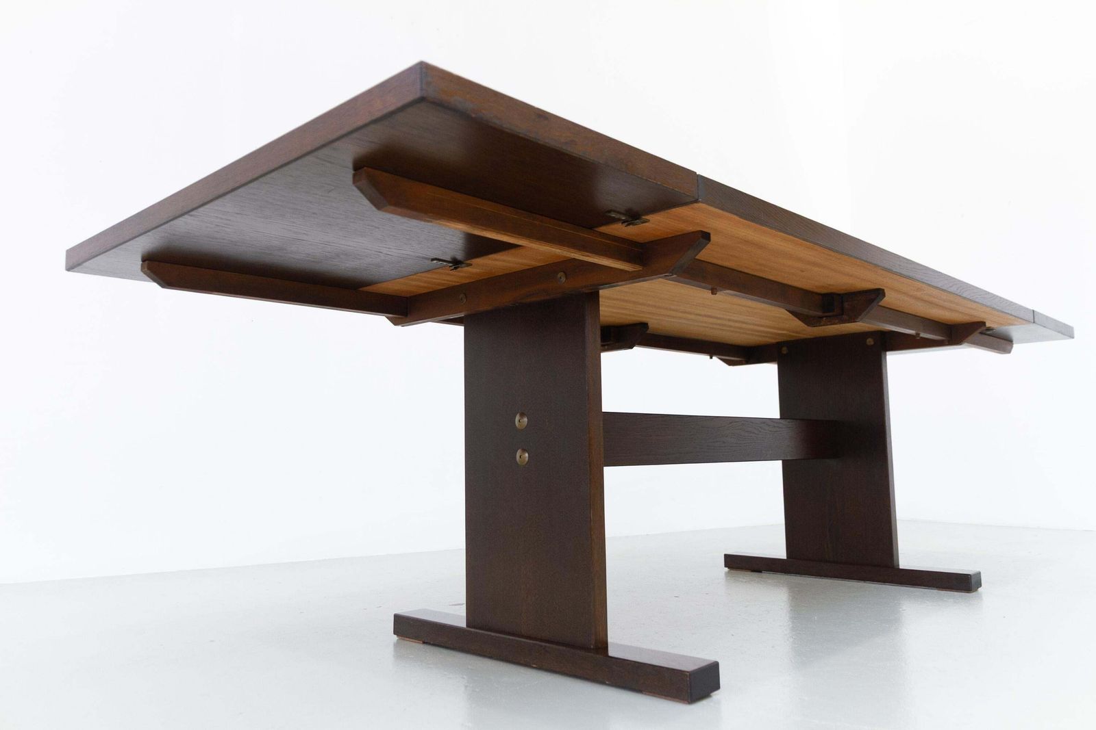 Danish Brutalist Oak Drop Leaf Dining Table With Ox Art Tiles By Gangso, 1970s. photo vintage