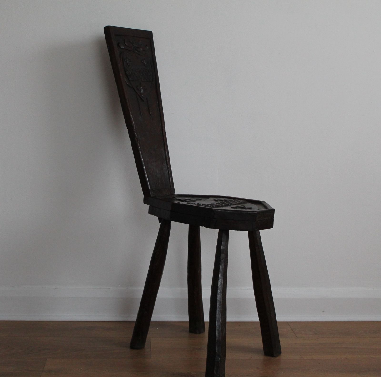 Antique Vernacular Hall Chair.  Oak Spinning Chair photo 325.0