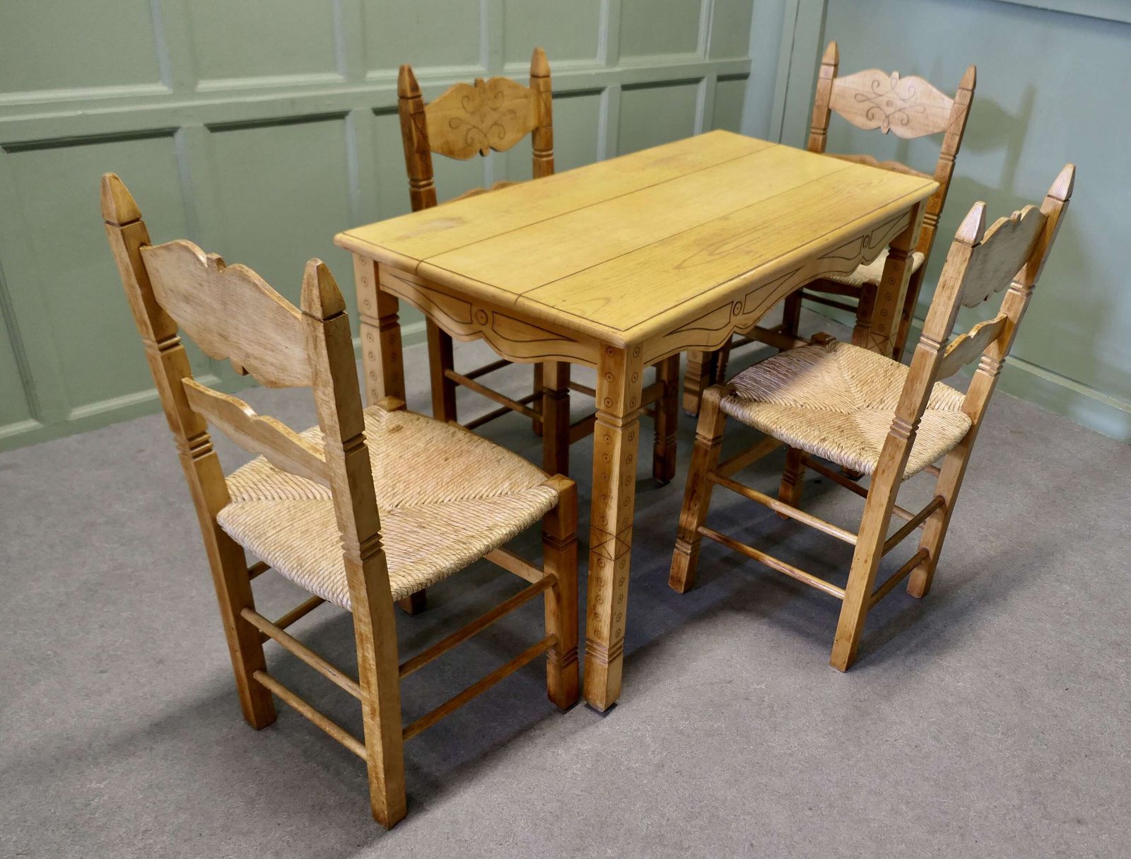 Country Style Carved Dining Table And 4 Chairs This Is A Very Pretty Set photo vinterior