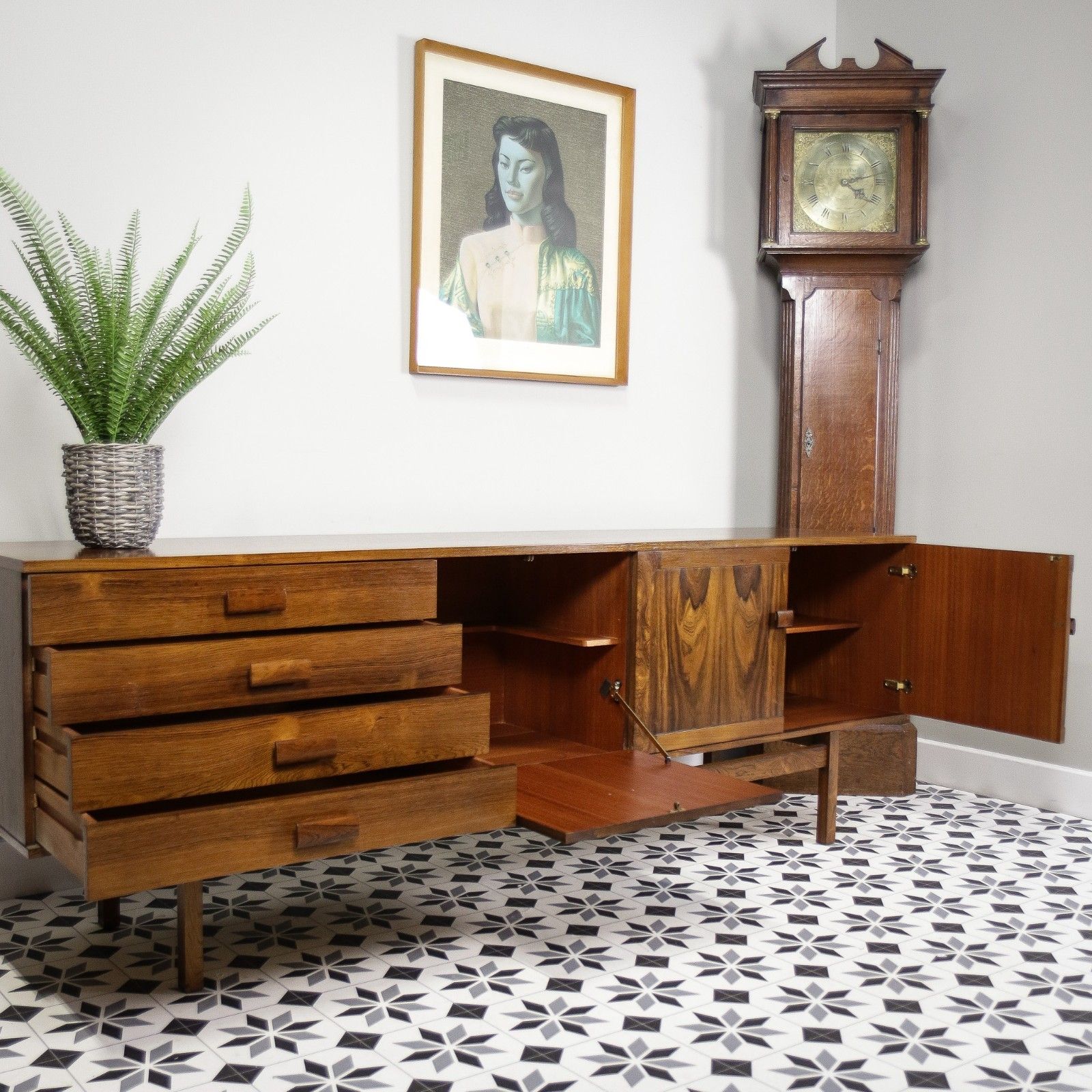 Rosewood Sideboard 1960s Mid Century With Cocktail Drinks Cabinet photo for sale