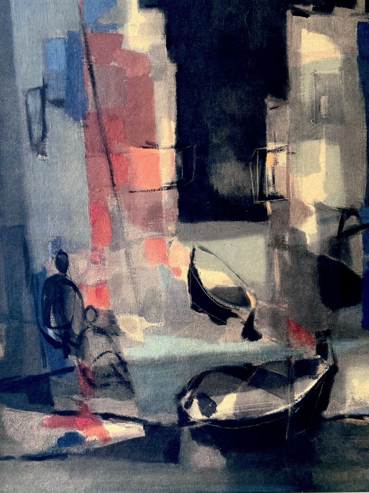 175.0 Marcel Mouly Vintage Litho Print 1960s Street In Spain Cubist, Framed photo