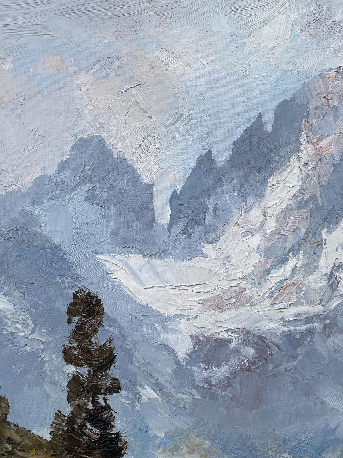 “Cimon Della Pala” – Alpine Landscape Painting Of The Dolomites photo vintage