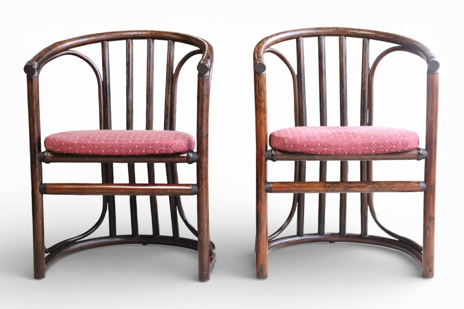 Pair Of Mid Century Bentwood Bamboo Dining Chairs Rohe Noordwolde Style 1970s photo vintage