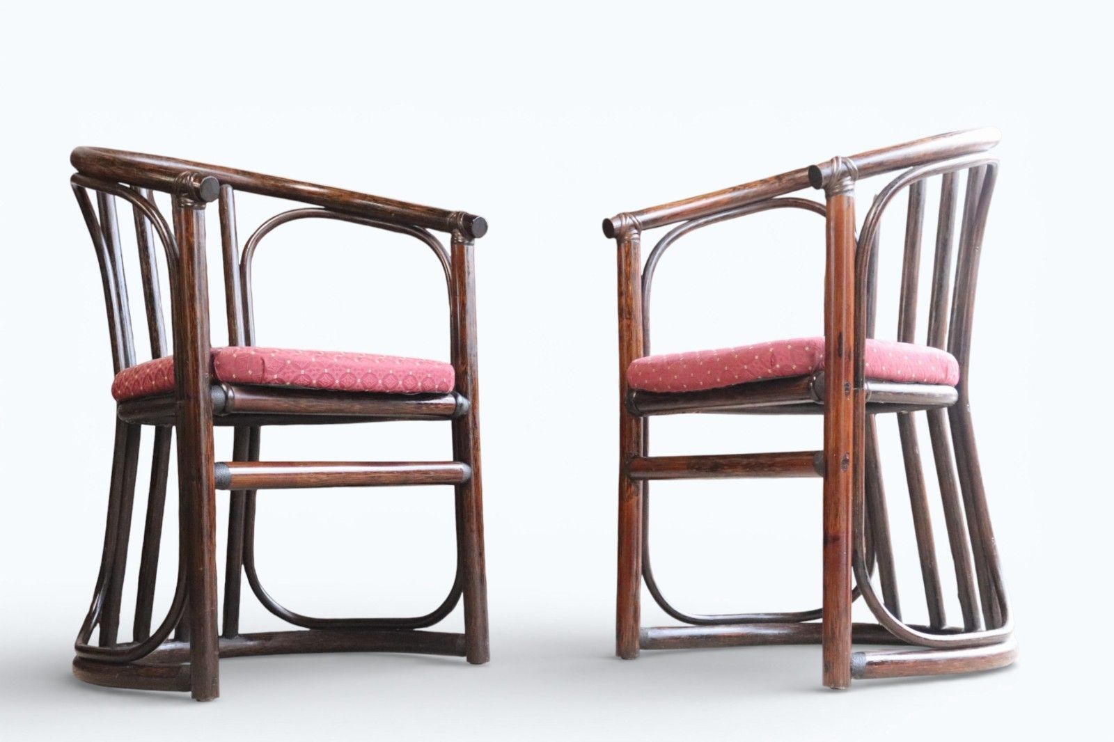 photo for sale Pair Of Mid Century Bentwood Bamboo Dining Chairs Rohe Noordwolde Style 1970s