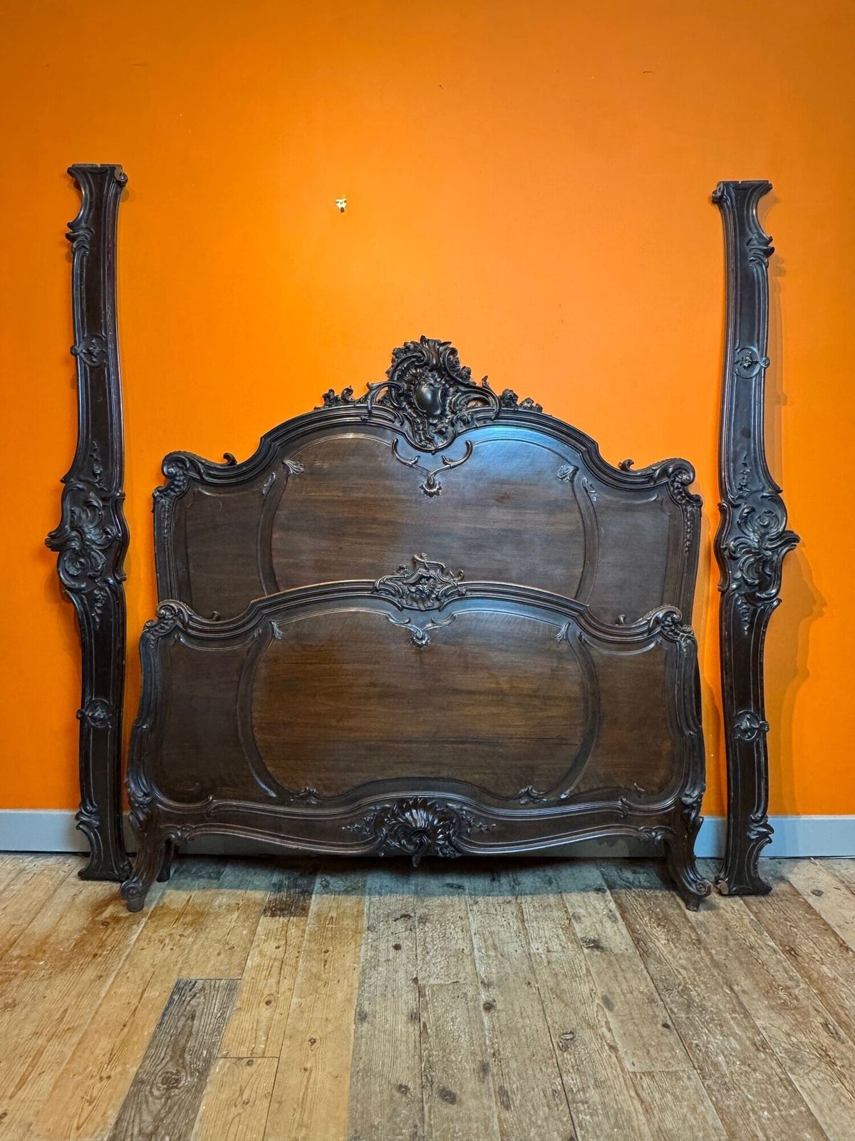 Antique French Carved Walnut Double Bed In Louis XV Style photo buy