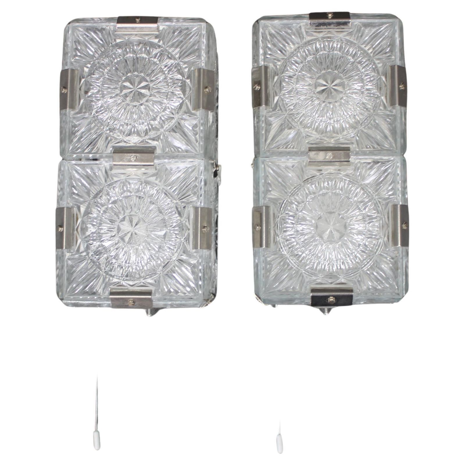 Pair Of Mid Century Czech Glass Wall Lights By Kamenický šenov