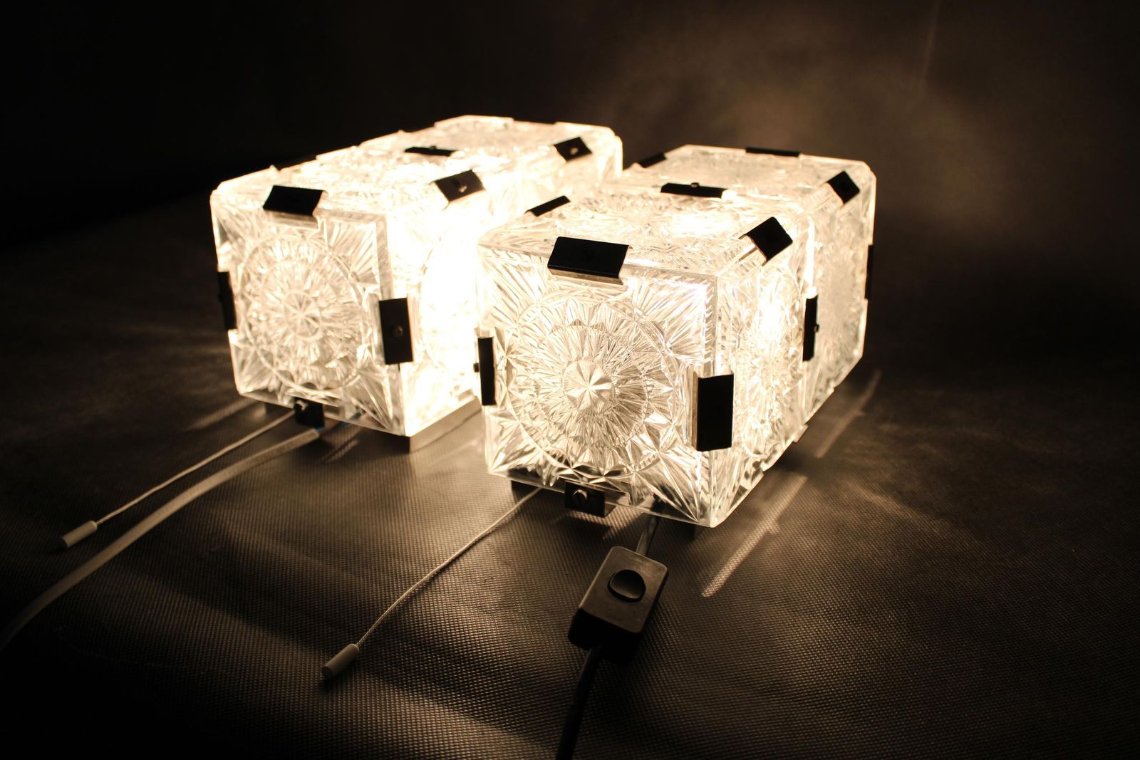 Lighting Pair Of Mid Century Czech Glass Wall Lights By Kamenický šenov photo