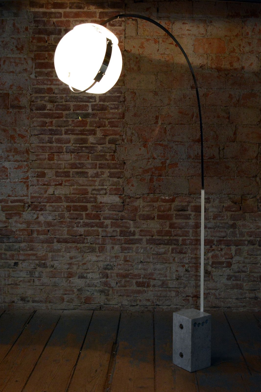 Restored Mid Century Floor Lamp, By H. Guzzini, Chrome, Marble, Italy, 1960s photo Lighting