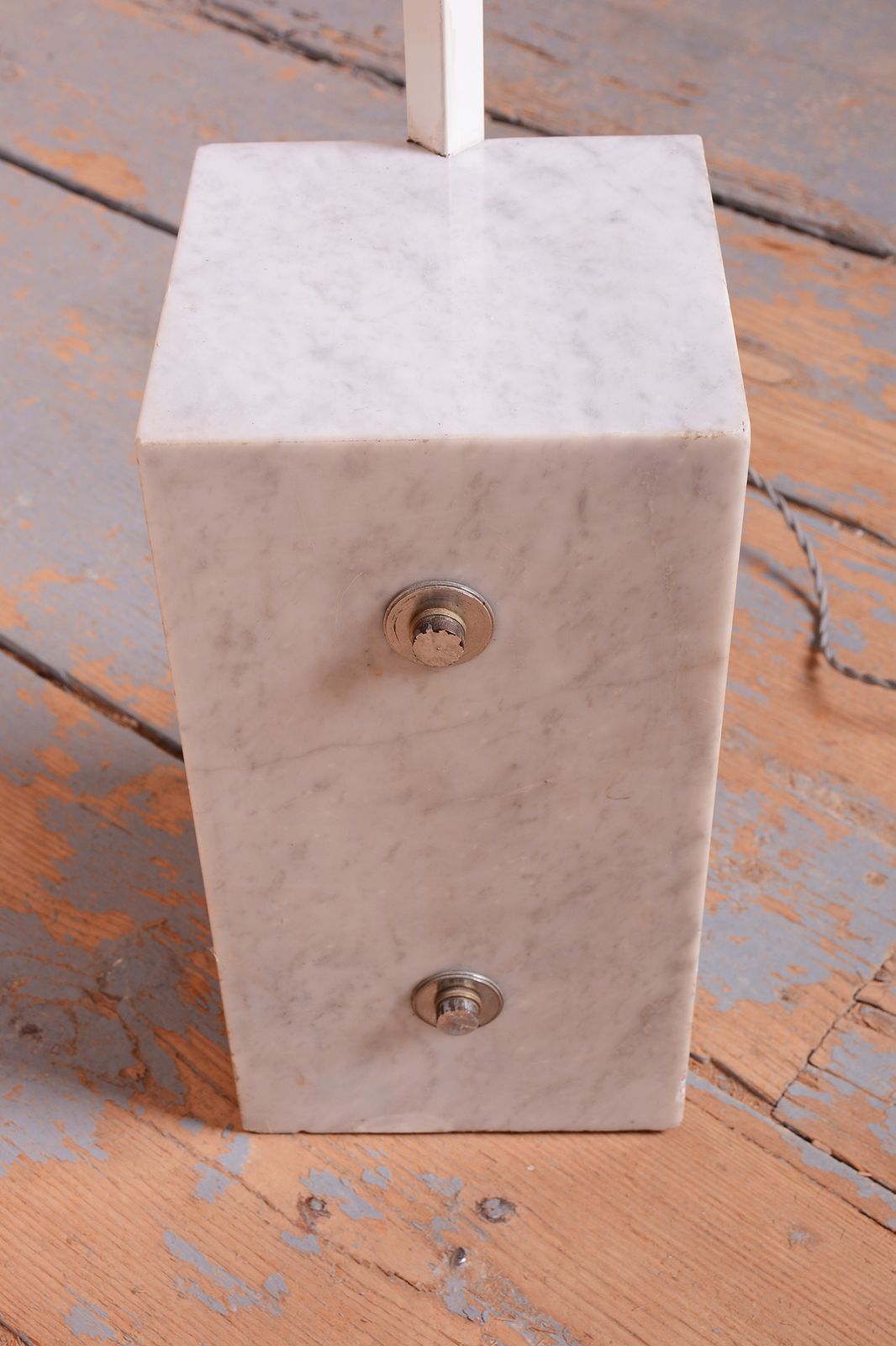 photo for sale Restored Mid Century Floor Lamp, By H. Guzzini, Chrome, Marble, Italy, 1960s