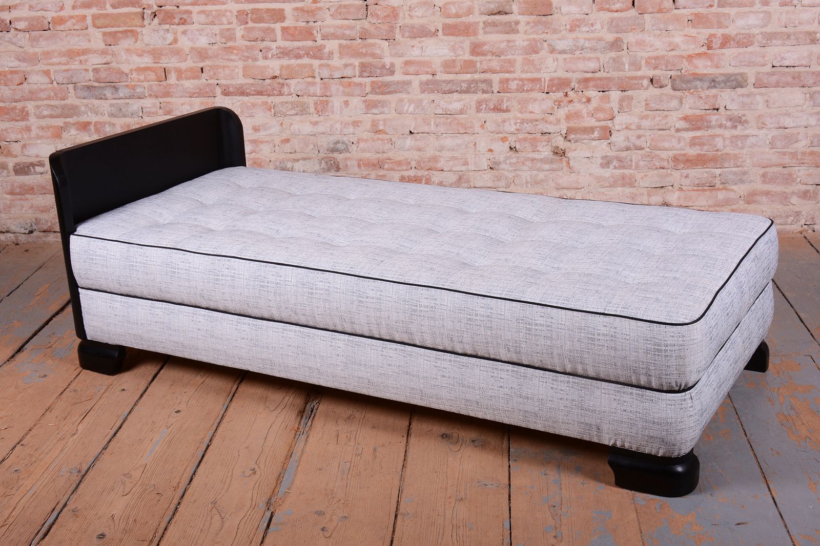 Restored Art Deco Chaise Lounge, Oak, Spruce, Reupholstered, Czech, 1930s photo 1550.0